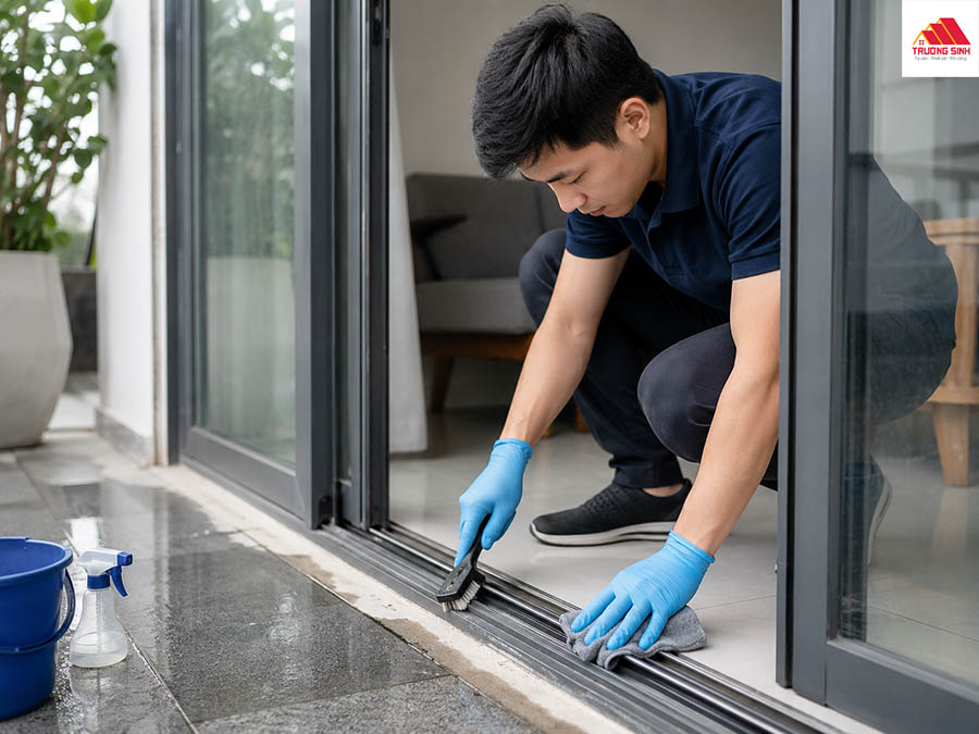 Quy trình vệ sinh ray cửa nhôm kính